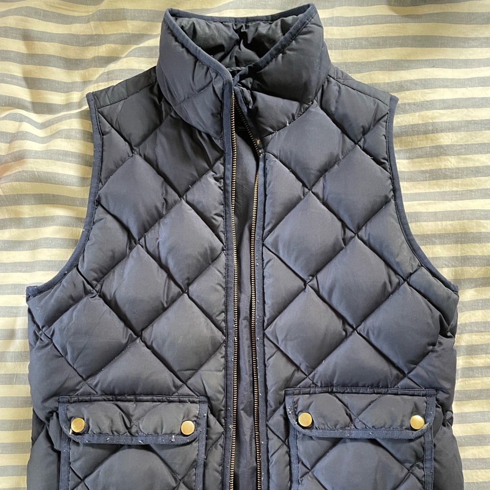 J. Crew puffer vest, navy, size s